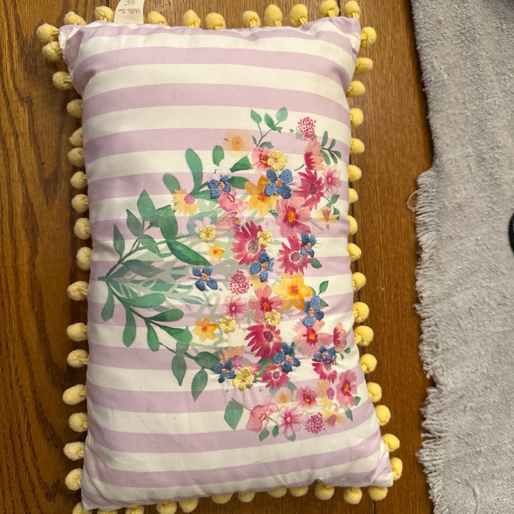 Matilda Jane Floral Striped Pillow - Pink, Yellow, Green